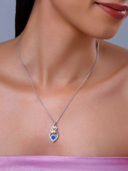 GIVA - 925 Blue Swan Heart Pendant With Link Chain