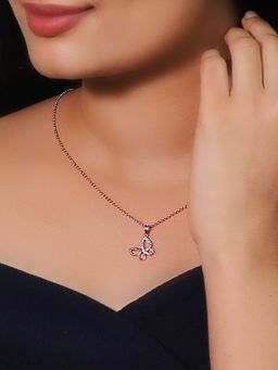 GIVA - 925 White Zircon-Studded Butterfly Pendant With Link Chain