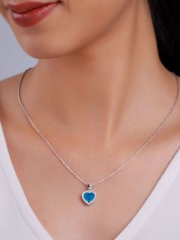 GIVA - 925 Blue Titanic Heart Of The Ocean Pendant With Link Chain