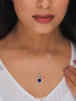 GIVA - 925 Blue Heart Of The Ocean Pendant With Link Chain