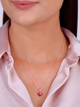 GIVA - 925 Red Loving In Red Pendant With Link Chain