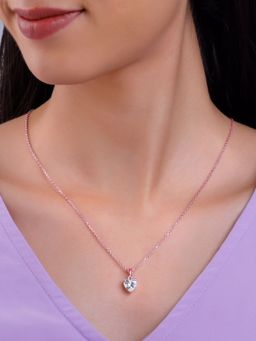 GIVA - 925 White Solitaire Heart Pendant With Link Chain