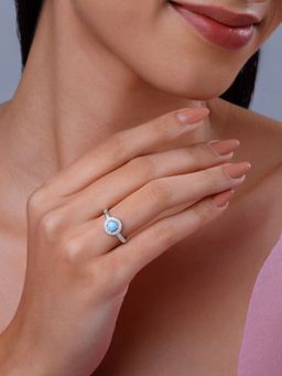 GIVA - 925 Blue Circular Opal Ring