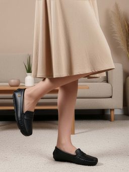 Carlton London - Women Black Casual Slip-On Loafers