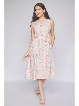 pink sleeveless midi dress