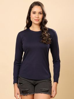 The Fit Theory - Women Moisture Wicking Solid Round Neck Full Sleeves T-Shirt