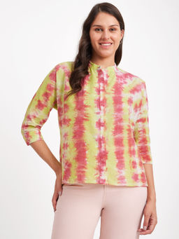 Pink Fort - Tie & Dye Stripe Play Top - Green