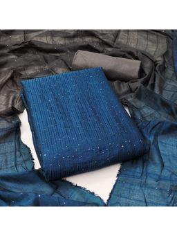 Zeepkart - Ombre Teal Vichitra Silk Unstitched Kurta with Bottom & Dupatta (Set of 3)