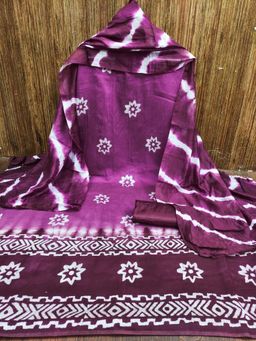 Zeepkart - Tie & Dye Purple Vichitra Silk Unstitched Kurta with Bottom & Dupatta (Set of 3)