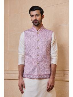 TASVA - Men Pink All Over Printed Single Bundi