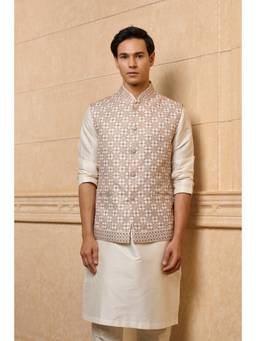 TASVA - Men Ivory Pattern Bundi