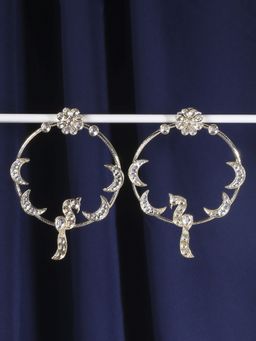 OOMPH - Kundan Large Peacock Design Wedding Indo-Western Drop Earrings