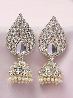 OOMPH - Kundan Wedding Look Teardrop Jhumka Earrings For Women