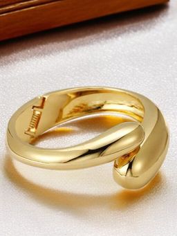 OOMPH - Gold Tone Broad Hand Party Wear Kada
