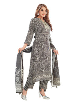 Amchoor - Women Black Viscose Silk Paisley Print Kurta with Pant & Dupatta (Set of 3)