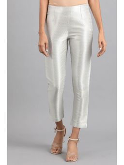 W - Silver Woven Slim Pants