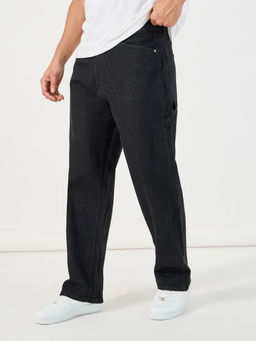 Styli - Men Solid Black Carpenter Fit Jeans