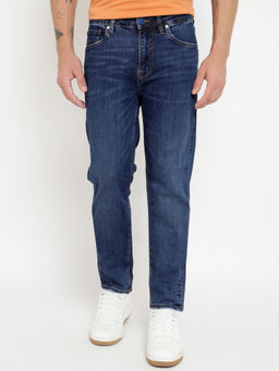 Guess - Men Blue Washed Mid-Rise Full Length Jeans