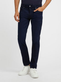 Guess - Men Navy Blue Solid Mid-Rise Ankle Length Jeans