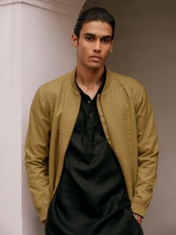 Andamen - Regular Fit Men Khaki Bomber Quilted Jacket