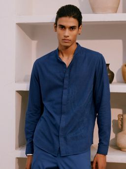 Andamen - Regular Fit Men Blue Hand Embroidery Shirt