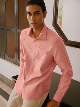Andamen - Regular Fit Men Pink Fagotting Solid Shirt