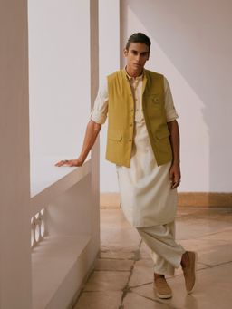 Andamen - Regular Fit Men Khaki Nehru Solid Jacket