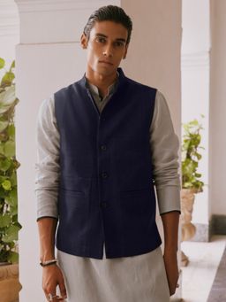 Andamen - Regular Fit Men Nehru Fagotting Solid Jacket