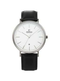 Obaku - Havre Blacktitan Quartz White Round Dial Mens Watch - V215Gdtirb