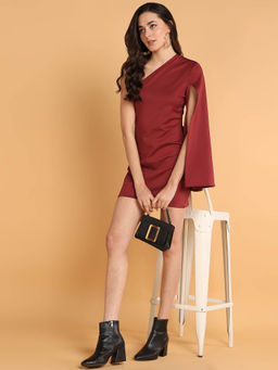 Dodo & Moa - Women Maroon Mini Dress