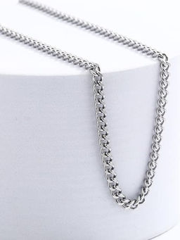 OOMPH - Silver Tone Curb Link Stainless Steel Necklace Chain for Men