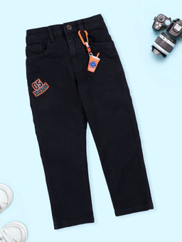 KiddoPanti - Black 05 Badge with Boba Tea Denim Jeans with Keychain