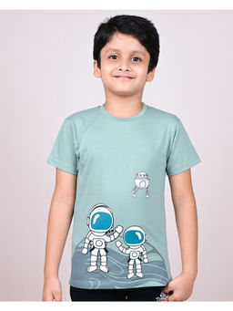 YOUMAA - Boys Cotton Printed Round Neck Mirage Grey T-Shirt