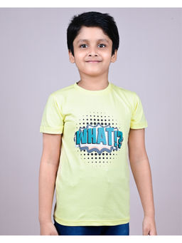 YOUMAA - Boys Cotton Typography Round Neck Elfin Yellow T-Shirt