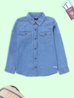 KiddoPanti - Boys Full Sleeve Blue Denim Shirt