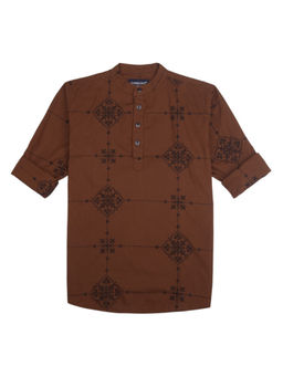 CHARCHIT - Boys Cotton Brown Embroidered Regular Shirt