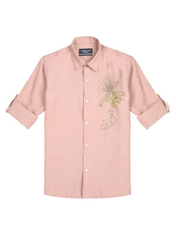 CHARCHIT - Boys Cotton Pink Embellished Spread Collar Shirt