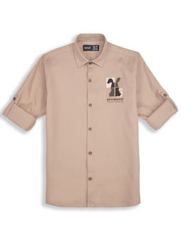 CAVIO - Boys Brown Cotton Regular Fit Full Sleeves Casual Shirt