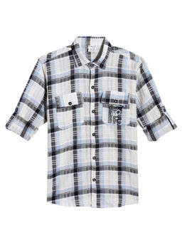 CAVIO - Boys Blue Regular Fit Checks Full Sleeves Casual Shirt
