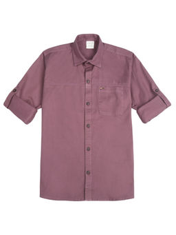 CAVIO - Boys Mauve Regular Fit Solid Full Sleeves Casual Shirt
