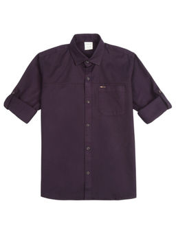CAVIO - Boys Purple Regular Fit Solid Full Sleeves Casual Shirt