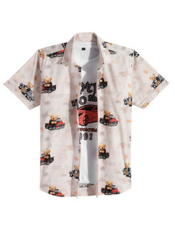 CAVIO - Boys Peach Cotton Printed Half Sleeve Shirt and T-shirt
