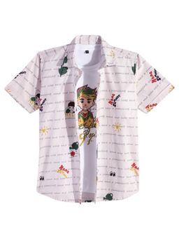 CAVIO - Boys Pink Cotton Printed Half Sleeve Shirt and T-shirt