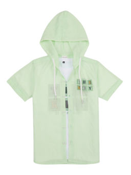 CAVIO - Boys Green Half Sleeve Hooded Shirt and T-shirt