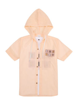 CAVIO - Boys Peach Half Sleeve Hooded Shirt and T-shirt