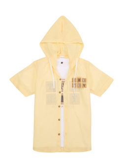 CAVIO - Boys Yellow Half Sleeve Hooded Shirt and T-shirt