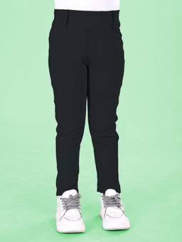 KiddoPanti - Girls Black Solid Jeggings