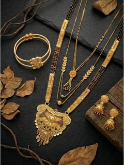 Gahan - Pack of 3 Mangalsutra With 1 Pair of Earring and 2 Bangles for women