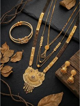Gahan - Pack of 3 Mangalsutra With 1 Pair of Earring and 2 Bangles for women