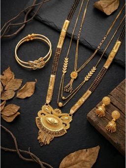 Gahan - Pack of 3 Mangalsutra With 1 Pair of Earring and 2 Bangles for women